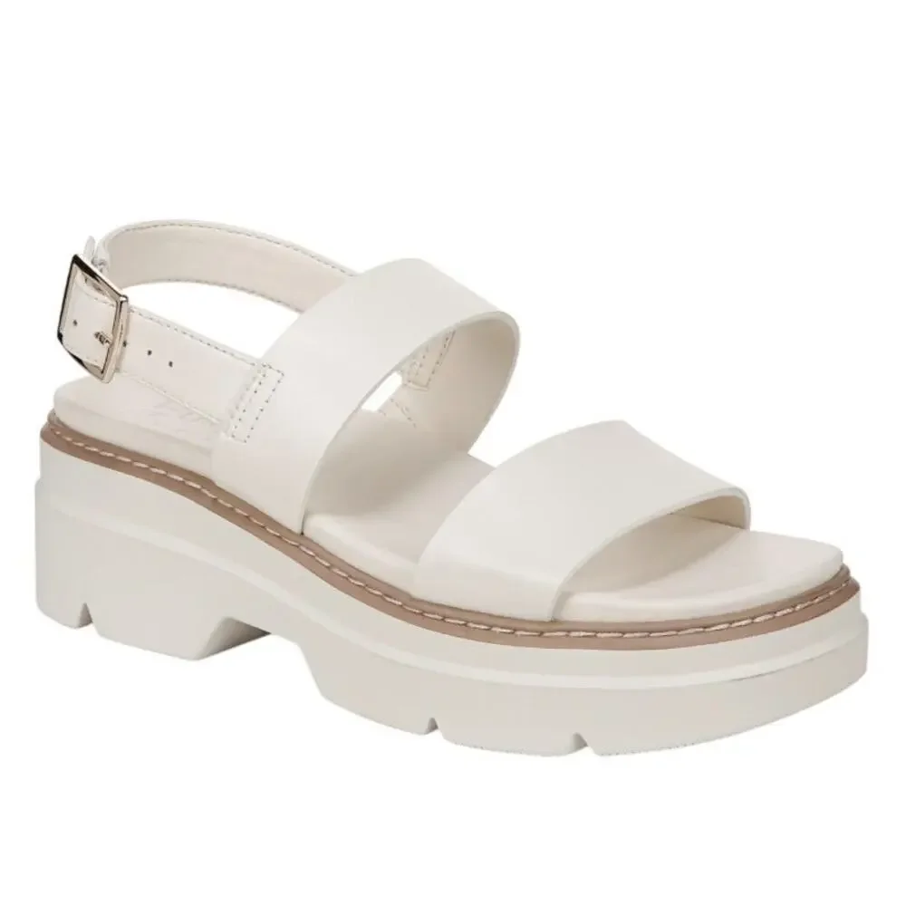 Naturalizer Womens Darry-Sling Sandals Size 9 White Leather Lug Sole NIB